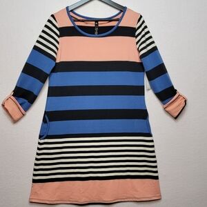 NWT Jessica Simpson Striped Blue and Pink‎ A-Line Dress SIZE M
